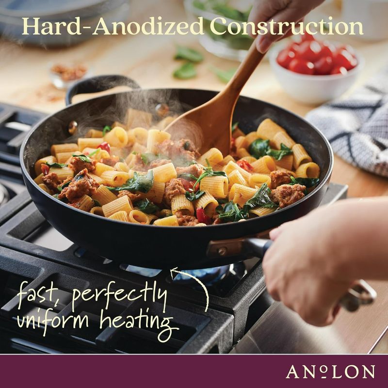 Photo 4 of (READ FULL POST) Anolon Advanced Home Hard Anodized Nonstick Deep Frying Pan/Skillet with Lid, 12 Inch, Onyx Everything Pan (12-Inch)