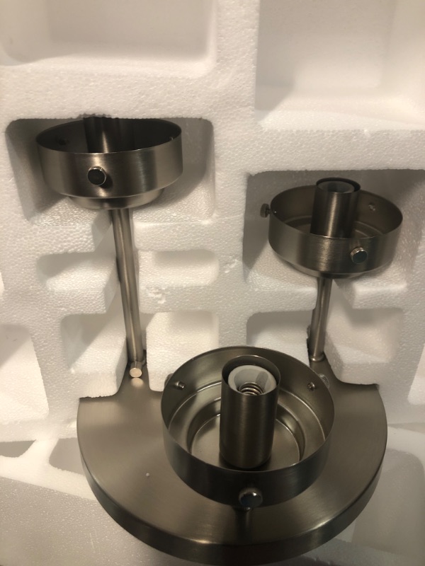 Photo 1 of **MISSING HARDWARE**  Kichler Strabo 3-Light 12-in Nickel Semi-Flush mount light
