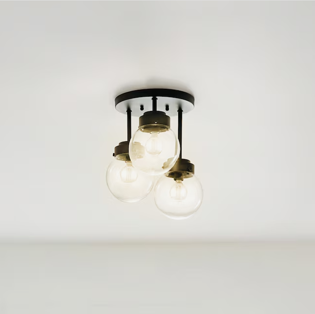 Photo 1 of **MISSING HARDWARE**  Kichler Strabo 3-Light 12-in Nickel Semi-Flush mount light
