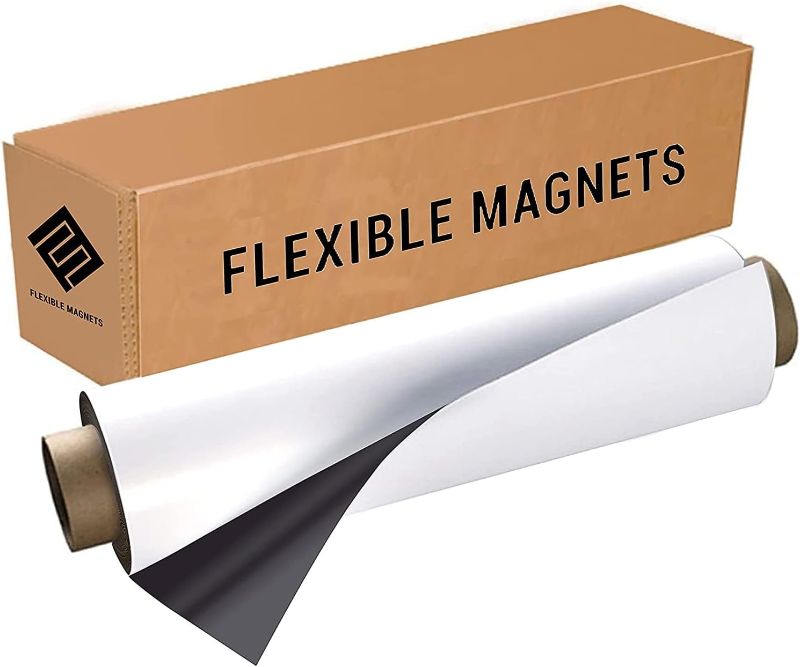 Photo 1 of Flexible Vinyl Roll of Magnet Sheets - White, Super Strong & Ideal for Crafts - Commercial Inkjet Printable (24" x 30" x 30 mil)