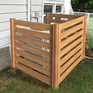 Photo 1 of **HEAVY**  Beimo Air Conditioner Fence Wood Composter Bin 3 Panels 36 "L x 36 "W x 36 "H Privacy Screens Fence Panels