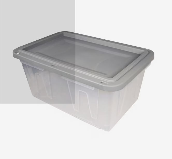 Photo 1 of **MISSING LID**  Project Source Small 15-Gallons (60-Quart) Clear Heavy Duty Tote with Standard Snap Lid
