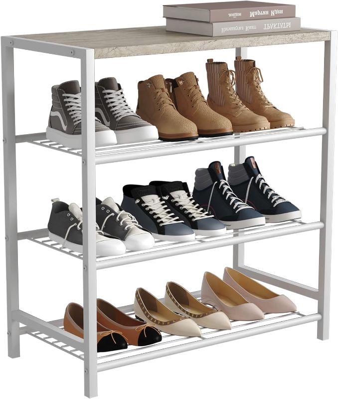 Photo 1 of HOMEFORT 4-Tier Shoe Rack, White Oak