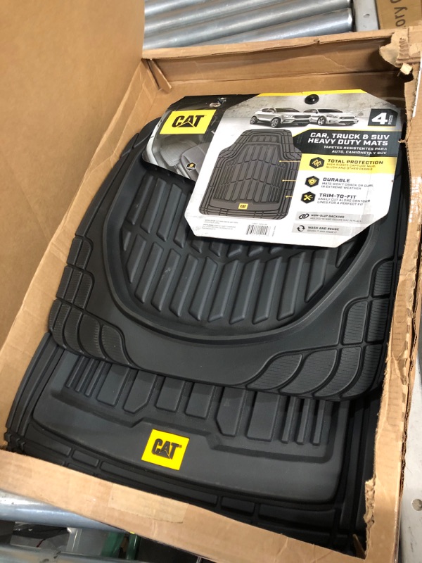 Photo 2 of Caterpillar ToughRide Heavy-Duty 4 Piece Rubber Floor Mats for Car Truck Van SUV, Black 