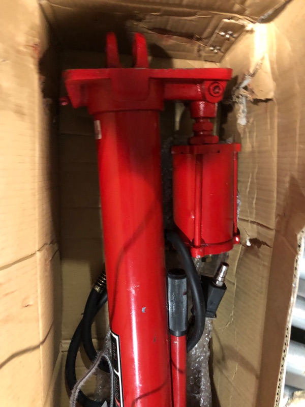 Photo 3 of Hydraulic/Pneumatic Long Ram Jack, 8 Tons/17363 lbs Capacity, with Single Piston Pump and Clevis Base, Manual Cherry Picker w/Handle, for Garage/Shop Cranes, Engine Lift Hoist, Red