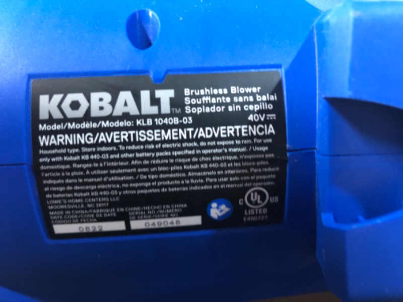 Photo 4 of Kobalt Gen4 40-volt 520-CFM 120-MPH Battery Handheld Leaf Blower 4 Ah (Battery and Charger Included)
