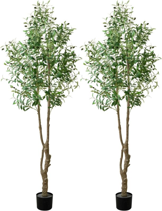 Photo 1 of Ferrgoal Artificial Olive Trees 6Ft Fake Olive plant with Basket Faux Plants Indoor Outdoor 2Pack 2 6 Ft