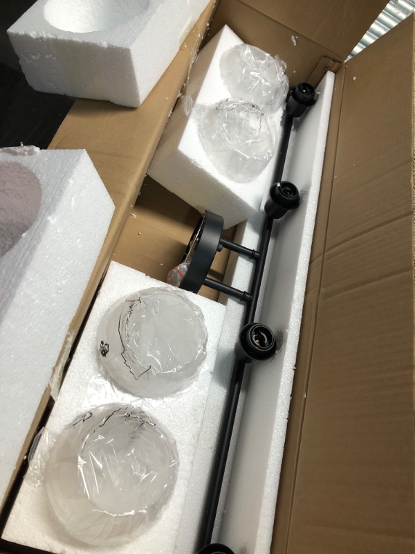 Photo 1 of ***USED - LIKELY MISSING PARTS - UNABLE TO VERIFY FUNCTIONALITY***
WINSHEN 4-Lights Bathroom Vanity Light Fixtures Black Finish, 32” Width Modern Bathroom Lighting Fixtures with Seeded Globe Glass Shades for Kitchen Living Room Black 4-Lights, 31.9-Inches