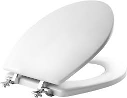 Photo 1 of ** damaged** no hardware**Mansfield Wood White Elongated Soft Close Toilet Seat