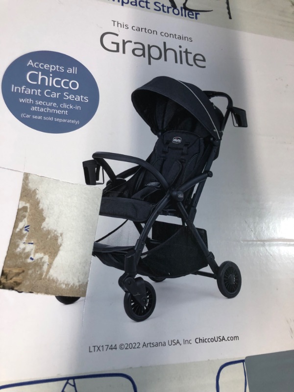 Photo 3 of Chicco Presto Self-Folding, Compact Stroller with Canopy, Lightweight Aluminum Frame Umbrella Stroller, for Babies and Toddlers up to 50 lbs. | Graphite/Grey