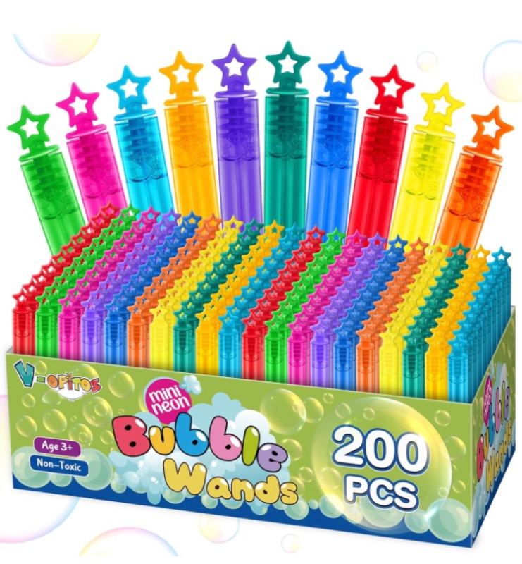 Photo 1 of 200 Pcs Mini Bubble Wands in 10 Colors, Bulk Party Favors for Kids