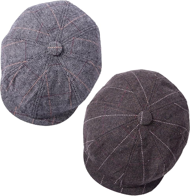 Photo 1 of 2 Pack Newsboy Hats for Men Classic 8 Panel Wool Blend Ivy Hat