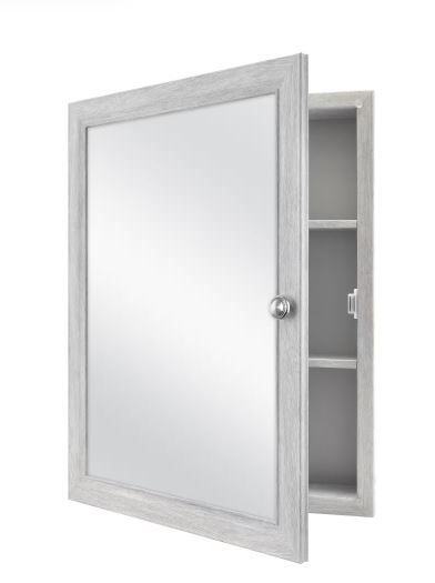 Photo 1 of (READ FULL POST) 20 in. x 26 in. Recessed or Surface Mount Framed Medicine Cabinet in Gray with Mirror