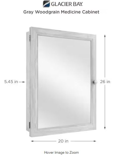 Photo 4 of (READ FULL POST) 20 in. x 26 in. Recessed or Surface Mount Framed Medicine Cabinet in Gray with Mirror