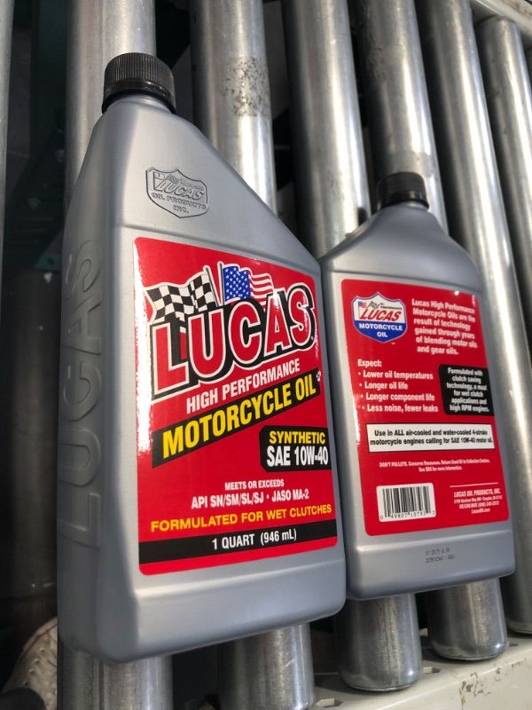 Photo 2 of **2 PACK** Lucas Oil 10793 Synthetic SAE 10W-40 Motorcycle Oil Ma2, 32. Fluidounces, 1 Quart, 1 Pack One Size