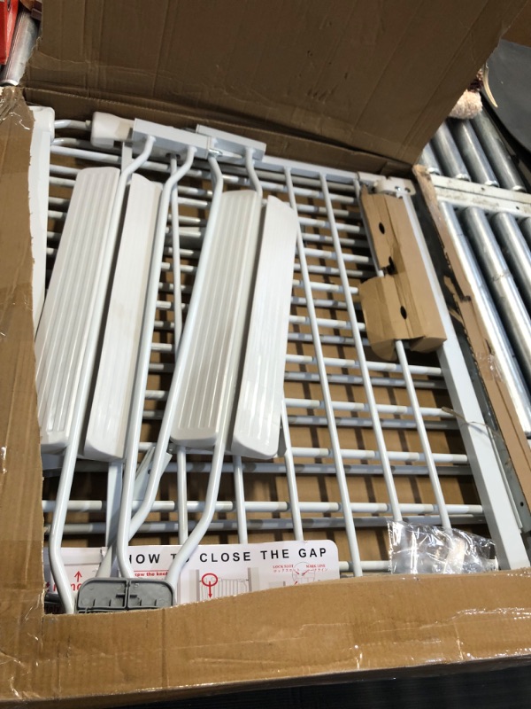 Photo 2 of WAOWAO Extra Wide Baby Gate Easy Walk Thru Pressure Mount Auto Close White Metal Safety Stairs,Doorways,Kitchen 85.83-95.28" 