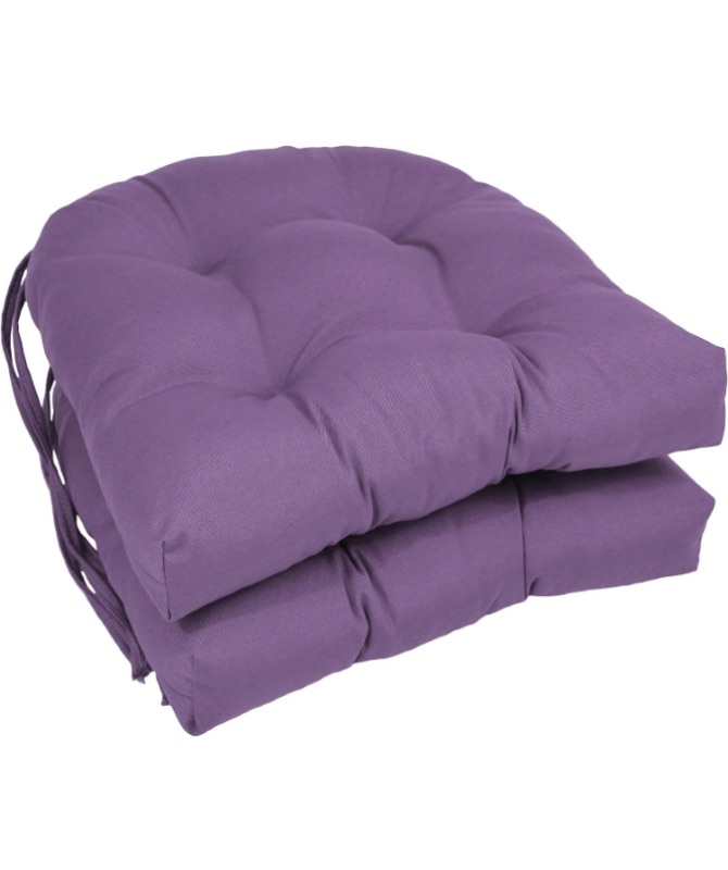 Photo 1 of 16-inch Twill Rounded Back Chair Cushion, 2 Count (Pack of 1), Grape