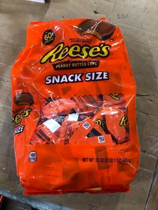 Photo 1 of * NON REFUNDABLE, BB. DATE IN PHOTOS * REESE'S Milk Chocolate Peanut Butter Snack Size, Gluten Free, Individually Wrapped Cups Candy Bulk Bag, 33 oz (60 Pieces) Peanut Butter 2.06 Pound (Pack of 1)