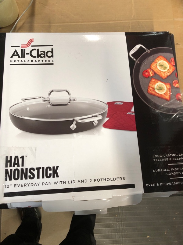 Photo 3 of All-Clad HA1 Hard Anodized Nonstick Everyday Pan 12 Inch Induction Pots and Pans, Cookware Black