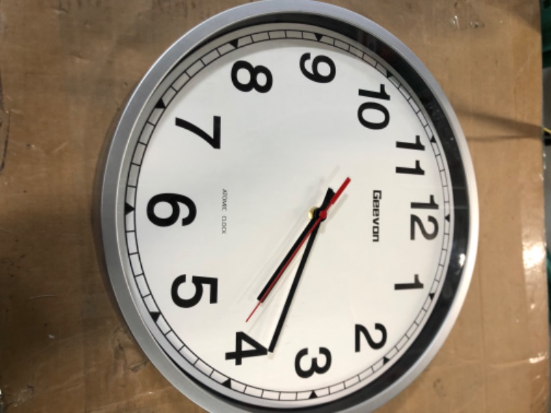 Photo 4 of ***NONREFUNDABLE - NOT FUNCTIONAL - FOR PARTS ONLY - SEE COMMENTS***
Geevon Atomic Wall Clock 14 Inch, Atomic Analog Wall Clocks Battery Operated, Silver 