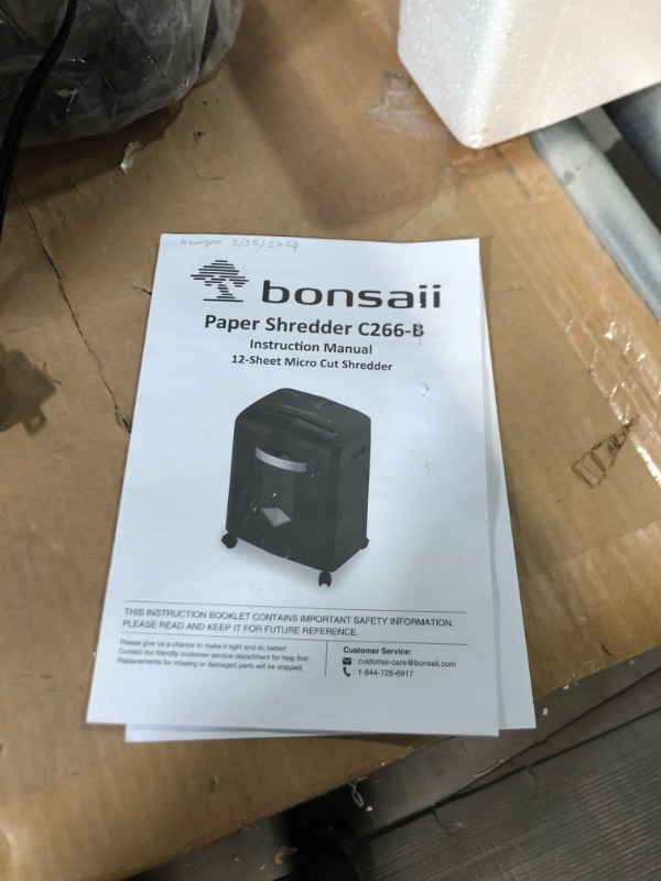 Photo 6 of **minor scratches**
Bonsaii 12-Sheet Micro Cut Shredders for Home Office with Jam-Proof System & 4.2 Gal Pullout Bin 