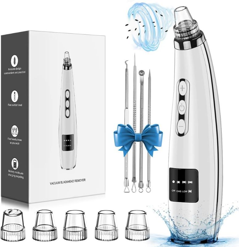 Photo 1 of 2022 Newest Blackhead Remover Pore Vacuum, Upgraded Facial Pore Cleaner, Electric Acne Comedone Whitehead Tool-5 Suction Power, 5 Probes, USB Rechargeable Blackhead Vacuum for Women & Men