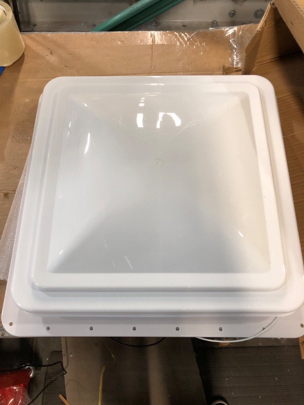 Photo 1 of Leisure Coachworks 14" RV Trailer Roof Vent Complete 12 Volt Fan w/White lid and Interior Garnish