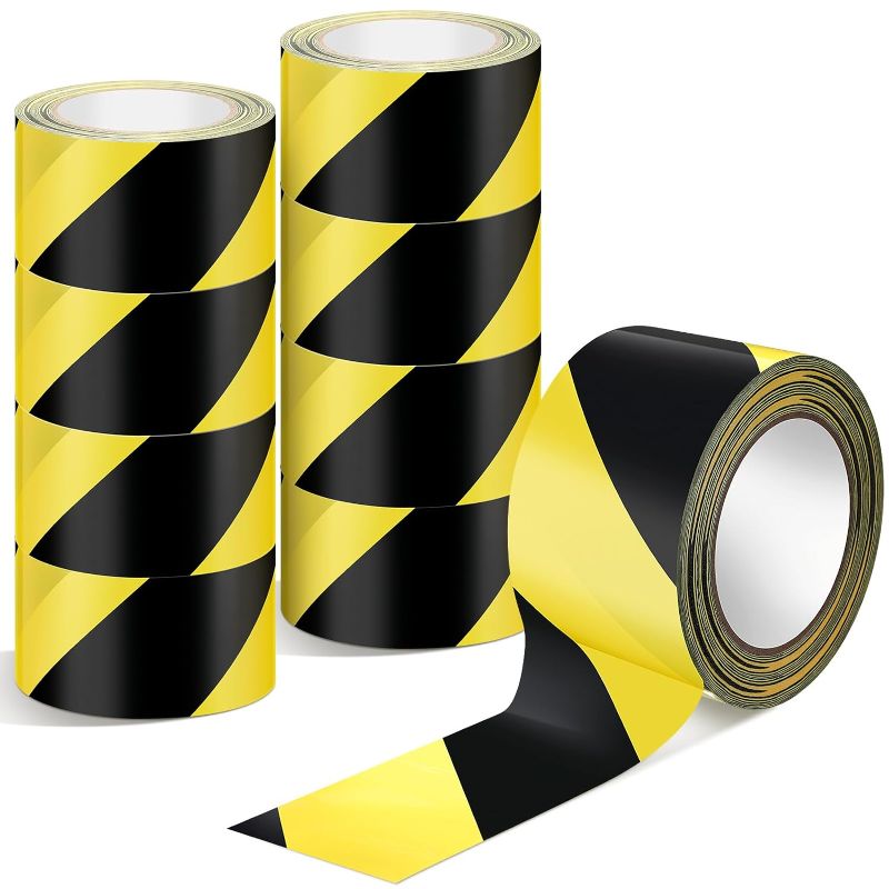 Photo 1 of * BUNDLE OF TWO, NO RETURNS * Warning Safety Stripe Tape 2.36 Inch x 108.27 ft Waterproof Adhesive Hazard Tape Black and Yellow Marking Tape Self Adhesive Tape for Floor Wall Pipe Equipment Accident Caution(9 Rolls)