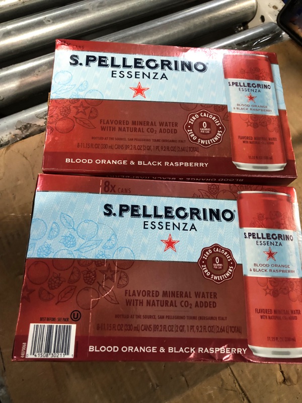 Photo 3 of * BUNDLE OF TWO, NO RETURNS * S.Pellegrino Mineral Water, Blood Orange & Black Raspberry - 8 pack, 11.15 fl oz cans