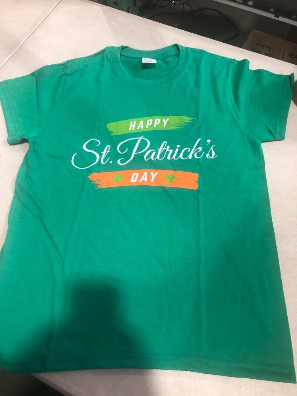 Photo 2 of ( SIZE SMALL )(see all images)  St Patricks Day Shirt Women Funny Crewneck Irish Shamrock Print Pullover Holiday T-Shirt