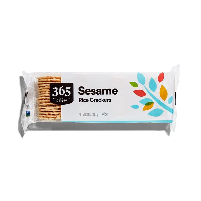 Photo 1 of * BUNDLE OF 4, NON REFUNDABLE * 365 by Whole Foods Market, Sesame Rice Crackers, 3.57 Ounce Sesame 3.57 Ounce (Pack of 1)