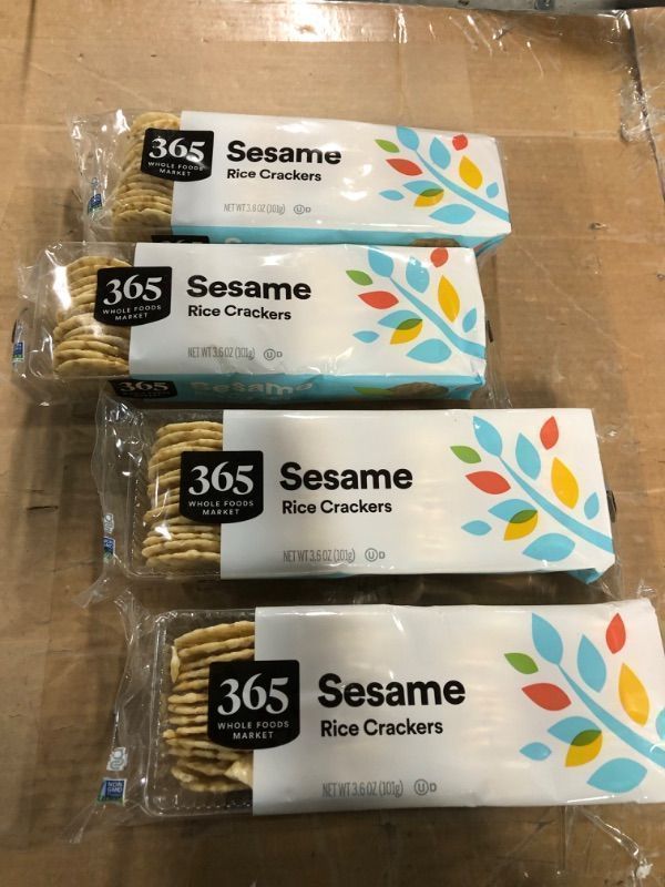 Photo 2 of * BUNDLE OF 4, NON REFUNDABLE * 365 by Whole Foods Market, Sesame Rice Crackers, 3.57 Ounce Sesame 3.57 Ounce (Pack of 1)