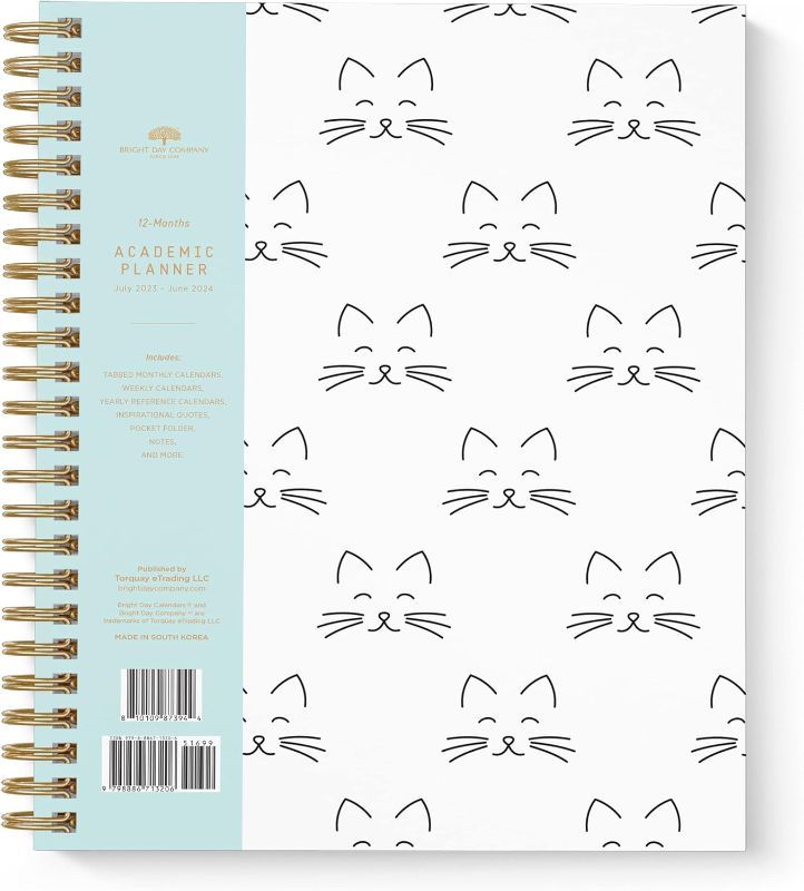 Photo 1 of 2024 Floral Annual Planner by Bright Day, Yearly Monthly Weekly Daily Spiral Bound Dated Agenda Flexible Cover Tabbed Notebook, 8.25 x 6.25