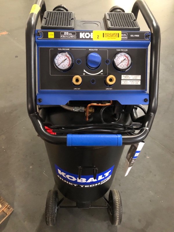 Photo 2 of (READ FULL POST) Kobalt QUIET TECH 26-Gallon Portable Electric 150 PSI Vertical Quiet Air Compressor
