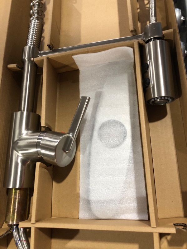 Photo 3 of ***SEE NOTES*** Project Source Brushed Nickel 1-Handle Deck Mount Pull-Down Handle/Lever Kitchen Faucet (Deck Plate Included)