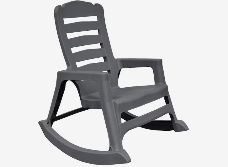 Photo 1 of (READ FULL POST) Adams PATIO Stackable Charcoal Plastic Frame Rocking Chair with Solid Seat
