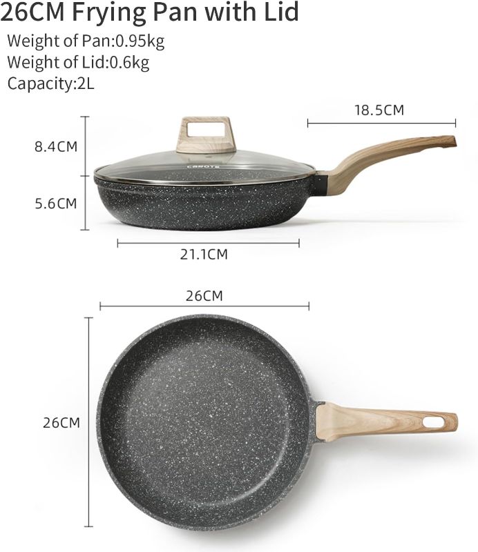 Photo 5 of (READ FULL POST) CAROTE Nonstick Frying Pan Skillet,Non Stick Granite Fry Pan with Glass Lid, Egg Pan Omelet Pans, Stone Cookware Chef's Pan, PFOA Free (Classic Granite, 10-Inch)
