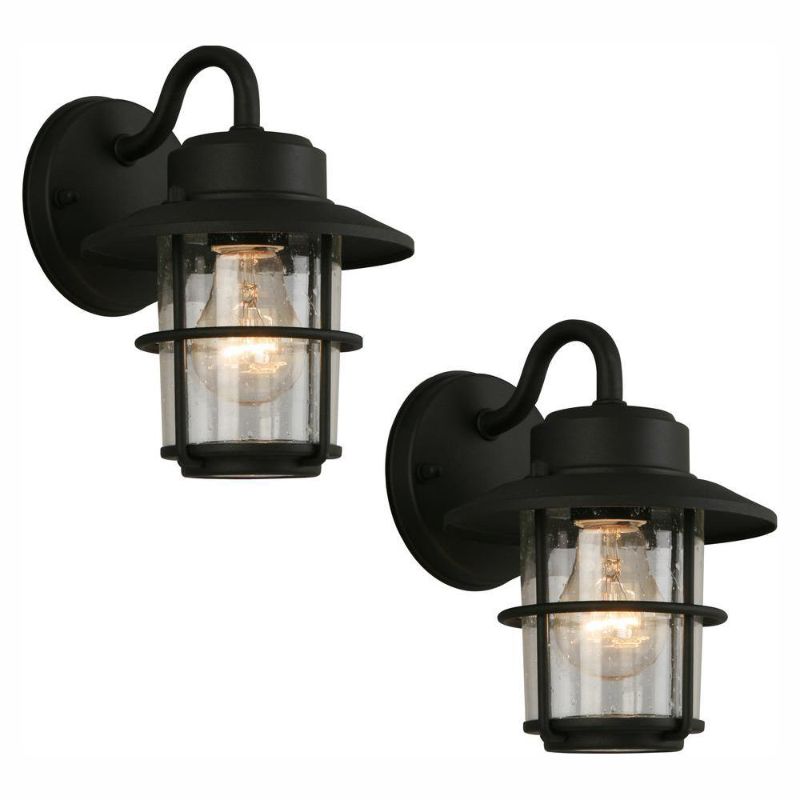 Photo 1 of **NONREFUNDABLE**FOR PARTS OR REPAIR**SEE NOTES**
8.2 in. 1-Light Black Outdoor Wall Lantern Sconce (2-Pack)
