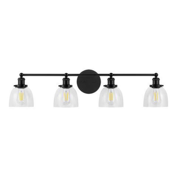 Photo 1 of ***USED AND DIRTY - NO BULBS - SEE PICTURES***
Home Decorator 37.5 Evelyn Mate Black Bathroom Vanity Light with Glass Shades
