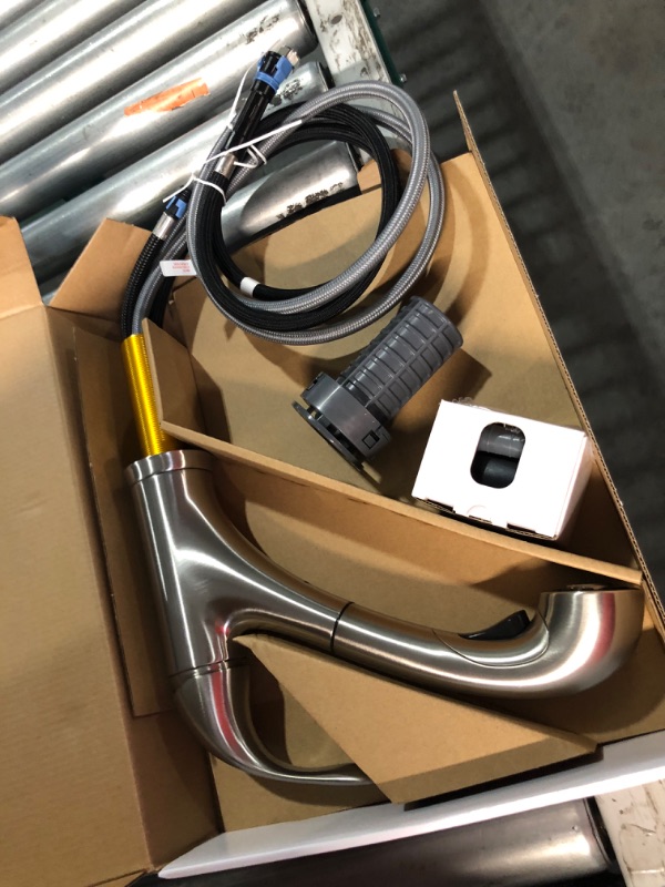 Photo 1 of ***USED - LIKELY MISSING PARTS - UNABLE TO VERIFY FUNCTIONALITY***
33 in. Drop-in 50/50 Double Bowl 20 Gauge Stainless Steel Kitchen Sink with Pull-Out Faucet
