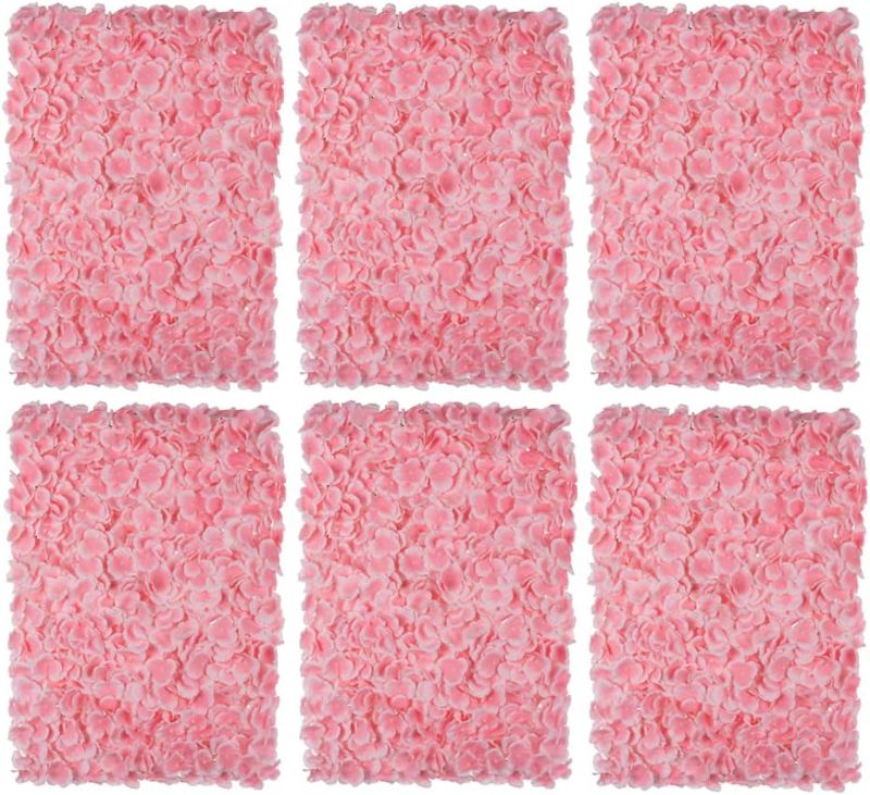 Photo 1 of (READ FULL POST) Flower Wall Panel Floral Backdrop - 6 Pcs Blush Flower Wall Decor, Fake Flower Wall Backdrop, 3D Artificial Flowers for Wall, Silk Faux Hydrangea Floral Wall for Wedding, Party, Nursery, Bridal Shower
