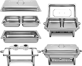 Photo 1 of 2 Pack 9QT Chafing Dish with Half Size Food Pans, Stainless Steel Chafer Complete Set, Food Warmer
