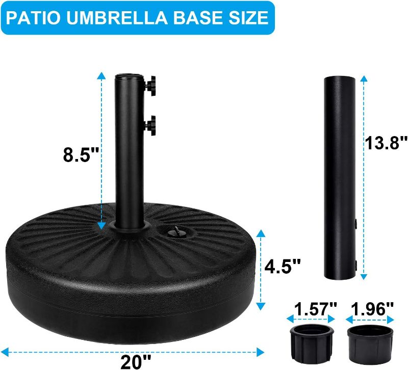 Photo 4 of (READ FULL POST) Simple Deluxe 20" Round Heavy Duty Patio Umbrella Base Stand with Steel Umbrella Holder