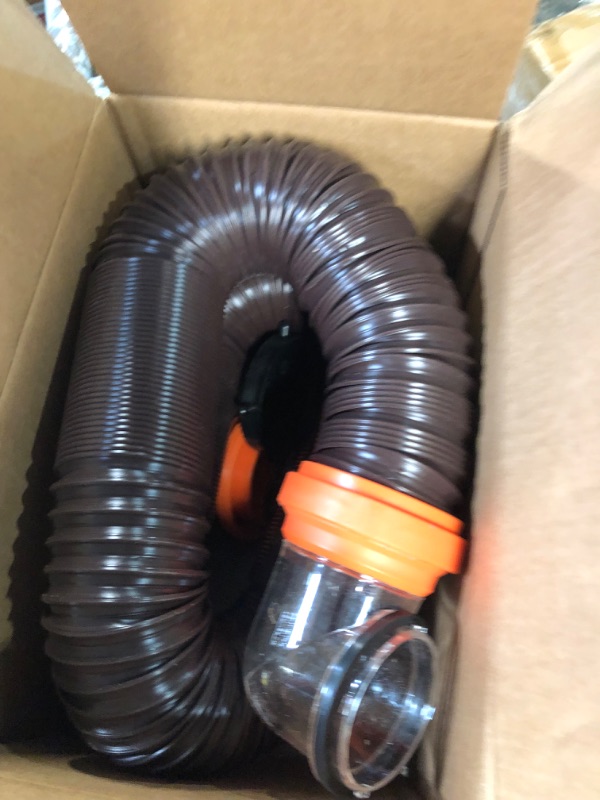 Photo 4 of Camco RhinoFLEX RV Sewer Hose Kit with Swivel Transparent Elbow and 4-in-1 Dump Station Fitting, Brown