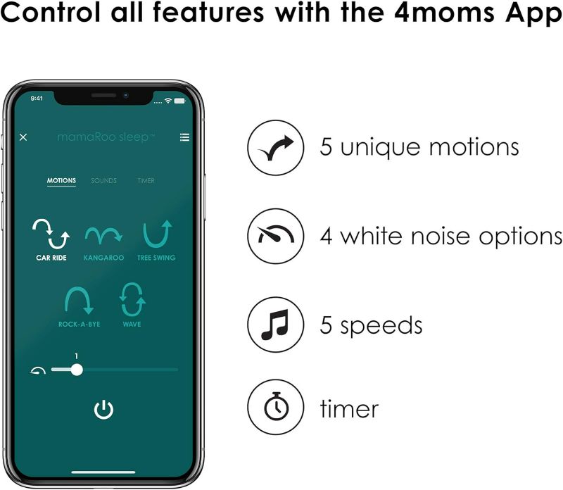Photo 6 of 4moms MamaRoo Sleep Bassinet, Supports Baby's Sleep with Adjustable Features - 5 Motions, 5 Speeds, 4 Soothing Sounds and 2 Heights
