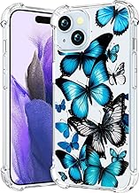 Photo 1 of CCFUNCASE Cute 15 Plus Case Clear for Women - Rugged Phone Case Funda Protector Protectores Cover Skin para Compatible with iPhone 15 Plus (Blue Butterflies Butterfly)