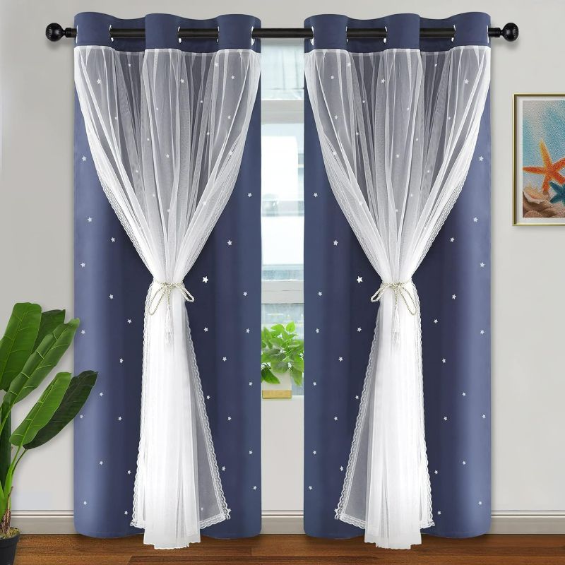 Photo 3 of **REFER TO NOTES FOR SIZE AND COLOR**
Kinryb Star Hollowed Out Blackout Curtains for Bedroom Kids Curtains Twinkle Star