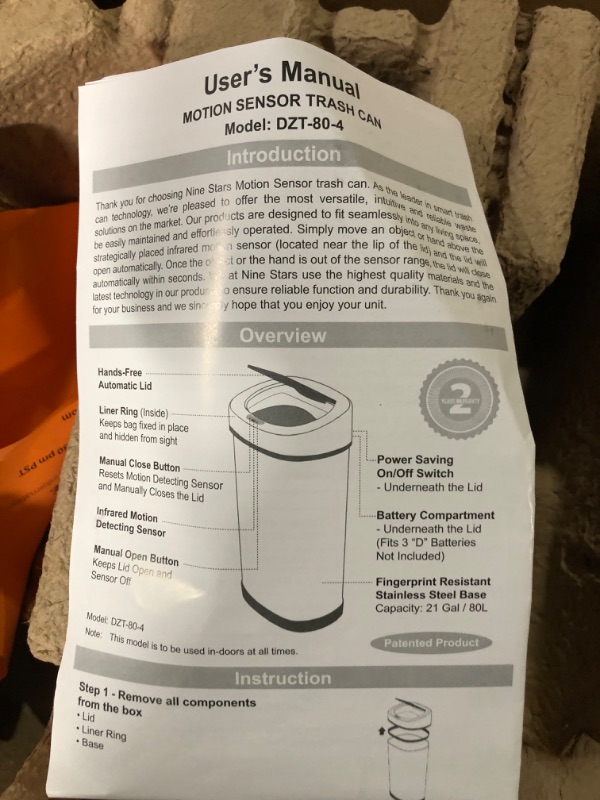 Photo 1 of **NON-REFUNDABLE** // **SALE FINAL**PARTS ONLY*** 
NINESTARS Automatic Touchless Infrared Motion Sensor Trash Can with Stainless Steel Base & Oval, Silver/Black Lid, 21 Gal 21 Gal Trash Can