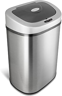 Photo 1 of **NON-REFUNDABLE** // **SALE FINAL**PARTS ONLY*** 
NINESTARS Automatic Touchless Infrared Motion Sensor Trash Can with Stainless Steel Base & Oval, Silver/Black Lid, 21 Gal 21 Gal Trash Can