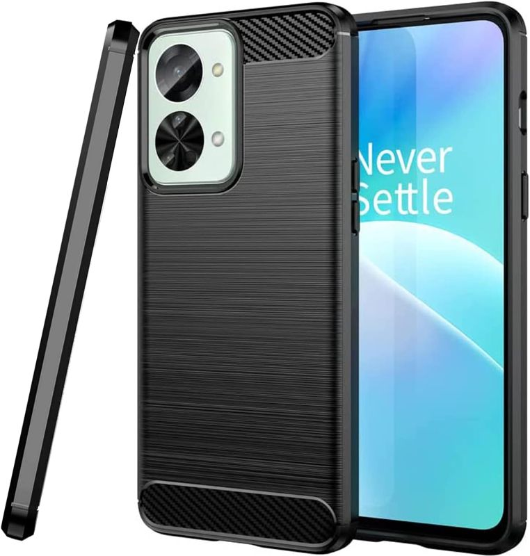 Photo 1 of **TWO PACK**CoverON Slim Cover Designed for 1+ Oneplus Nord 2T Phone Case, Lightweight Flexible TPU Carbon Fiber - Black